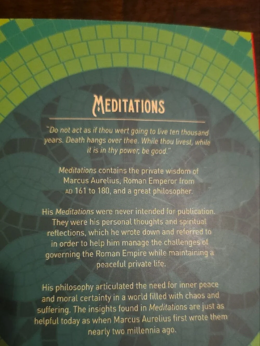 Marcus Aurelius Meditations Paperback - Red & Green Cover